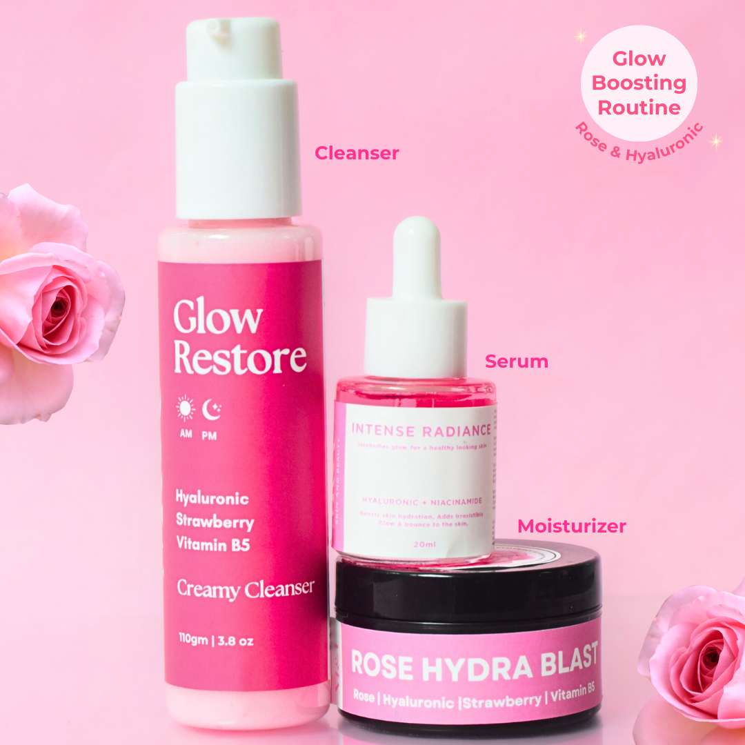 Rose Creamy cleanse & Moisturiser Glow Pack of 3