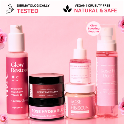 Rose Hydration Glow Kit with Hyaluronic & Niacinamide (Pack of 6) - M&U Skin and Beauty