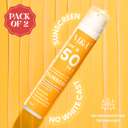 Sun Protection SPF 50+++ Oxygen Boosting Sunscreen with Ginseng & Ceramides (Pack of 2)