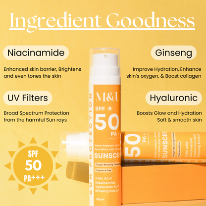 Sun Protection SPF 50+++ Oxygen Boosting Sunscreen with Ginseng & Ceramides (Pack of 2)
